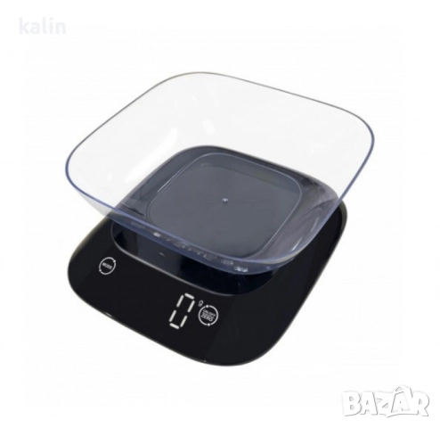 Кухненска везна с купа Rosberg Premium, 5 кг., 3xAAAбатерии , LED екран, Черен, 2 ГОДИНИ ГАРАНЦИЯ