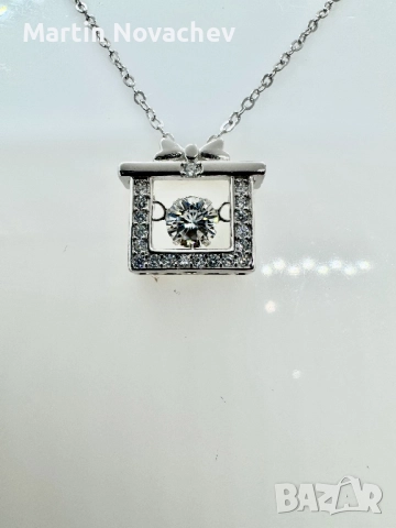 Сребърно колие с мойсанит (Диамант) 0.5 карата, снимка 3 - Колиета, медальони, синджири - 52619461