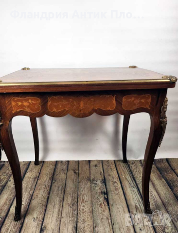 Старинна игрална маса с интарзия, снимка 10 - Антикварни и старинни предмети - 44975742