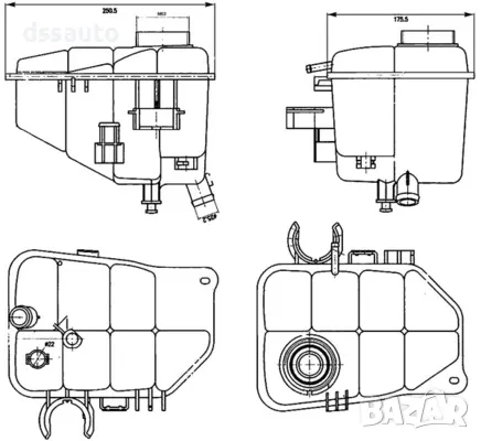 Разширителен съд охладителна течност Казанче антифриз Mercedes W203 W209 A2035000049, снимка 2 - Части - 46291438