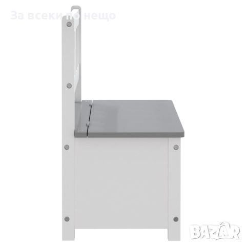 Детска пейка за съхранение, бяло и сиво, 60x30x55 см, МДФ, снимка 5 - Други - 45888104