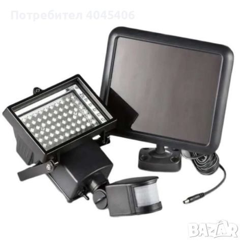 LED прожектор с датчик и соларен панел, снимка 1 - Соларни лампи - 46745836