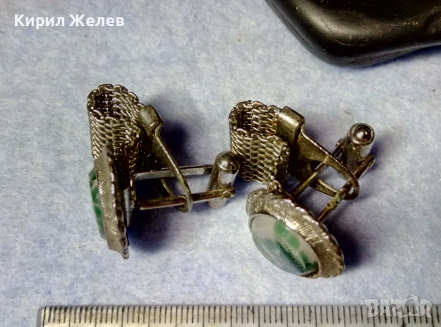 СКЪПОЦЕННИ РЕТРО АРТ БУТОНЕЛИ КОПЧЕТА за РЪКАВЕЛИ със ЗЕЛЕН ЯСПИС ЛУКС МОДЕЛ 37204, снимка 8 - Антикварни и старинни предмети - 51255513