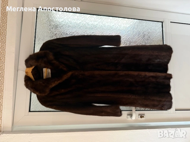 Елегантно дамско палто от естествена кожа с косъм, снимка 2 - Палта, манта - 53596892