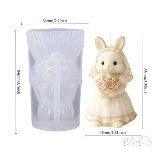 Комплект 2 молда зайци младоженци , снимка 6 - Форми - 53733386