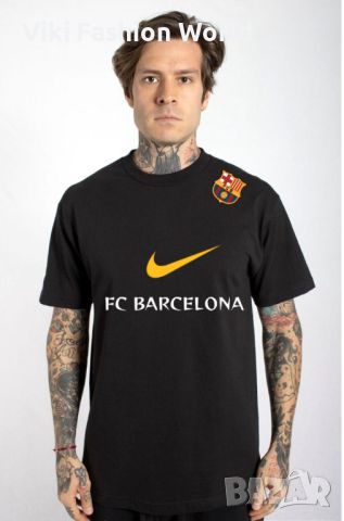 Barca fc мъжка черна тениска найк, снимка 1 - Тениски - 45587047
