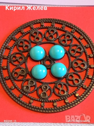 Винтидж бижу с тюркоазени камъни филигранна изработка 27437, снимка 6 - Други - 52548257