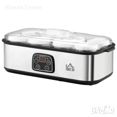 Машина за кисело мляко HOMCOM с 8 стъклени буркана по 180 мл