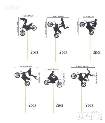 12 бр моторист мотористи мотор топери за мъфини кексчета торта декор украса, снимка 2 - Други - 46718850