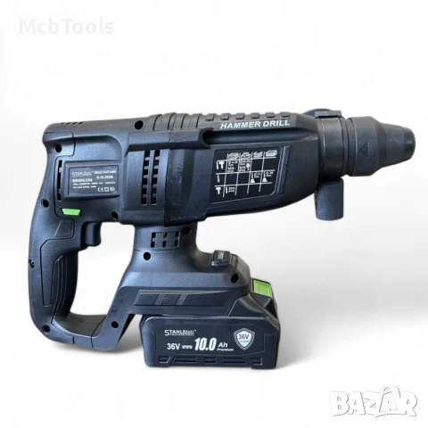 Комплект 5 в 1 от акумулаторен перфоратор, винтоверт, гайковерт, ъглошлайф и LED лампа 36V 10Ah, снимка 4 - Други инструменти - 50748032