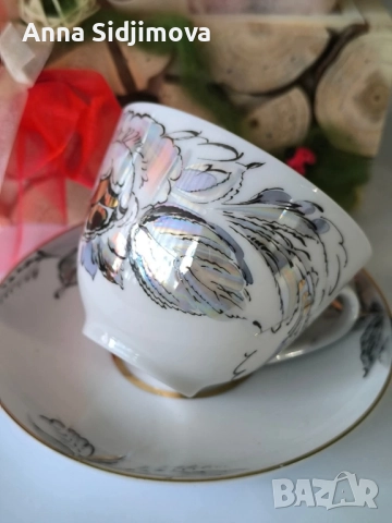 Руски порцелан ЛФЗ двоен сет за чай , снимка 3 - Чаши - 51796324