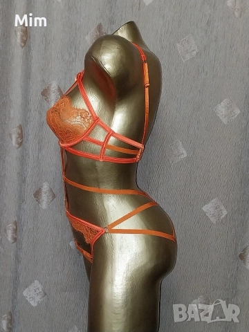 М Предизвикателно боди в оранжево с отворено дъно , снимка 3 - Бельо - 52242099