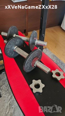 Муктифункционална лежанка с пълен комплект тежести, снимка 4 - Фитнес уреди - 54070020