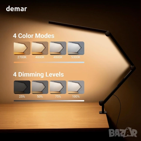 LED лампа NEEWER 108 см с щипка и двойна светлинна лента за бюро, 12W, CRI95+, ME-DL02, снимка 3 - Лед осветление - 54049026