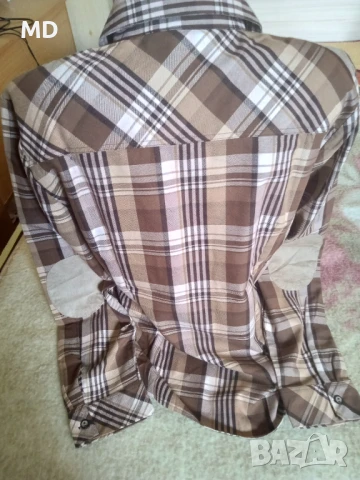 Дамска риза кафяво каре, снимка 2 - Ризи - 50444399