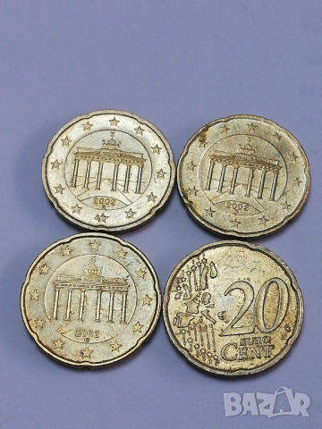 20 евро цента Германия-2002 г. букви A;D;G;J