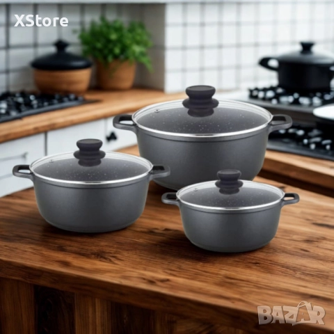 Гранитен комплект касероли Lexical ECO SMART SERIES – 6 части 24/26/30 см, снимка 5 - Съдове за готвене - 52507365