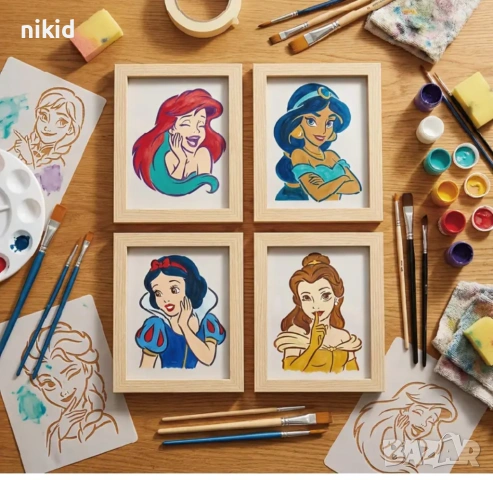 8 принцеси Кралство Белл Снежанка Жасмин стенсил шаблон спрей торта украса сладки Scrapbooking, снимка 4 - Други - 53661822