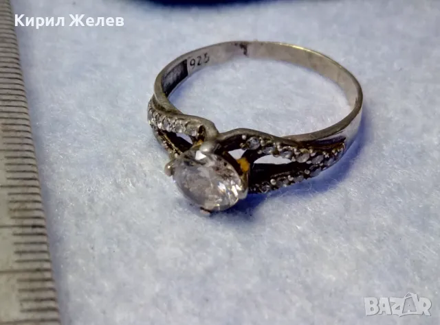 ПРЕКРАСЕН ФИН СКЪПОЦЕНЕН ПРЪСТЕН СРЕБРО 925 с БЛЕСТЯЩ ФИАНИТ в ЦЕНТЪРА и НАТУРАЛНИ ЦИРКОНИ 47586