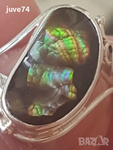 СРЕБЪРЕН ПРЪСТЕН С ОГНЕН АХАТ (МЕКСИКО) 5.85 кт., снимка 4 - Пръстени - 50722443