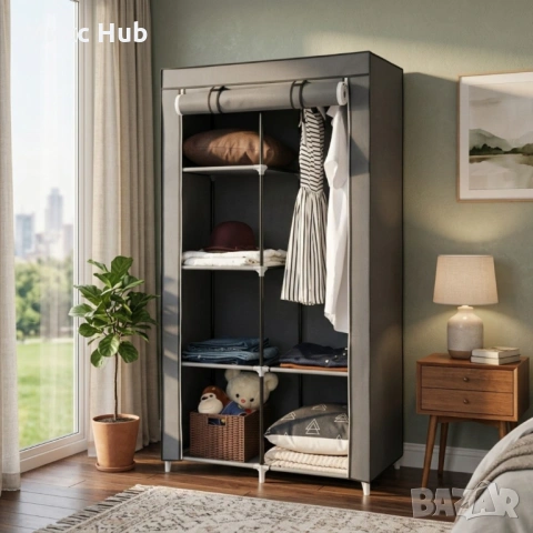 Сгъваем текстилен шкаф XXL, органайзер за дрехи, дишащ материал , снимка 5 - Шкафове - 53737805