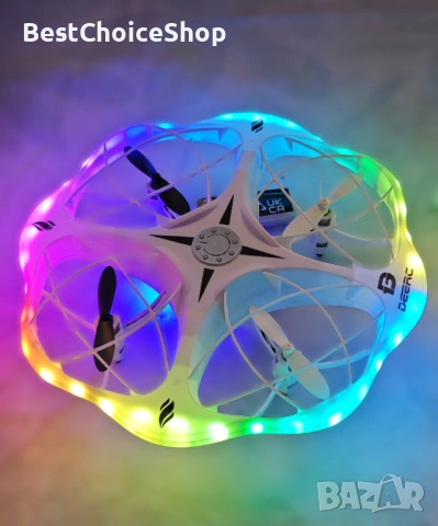 DEERC D13 Мини дрон за деца с избягване на препятствия 6 LED светлинни режима 3 батерии - многоцвете, снимка 3 - Дронове и аксесоари - 53651540