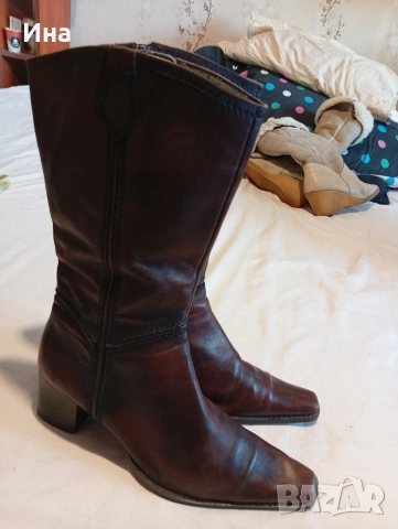 Кафяви ботуши на fashion line естествена кожа, снимка 2 - Дамски ботуши - 52838437