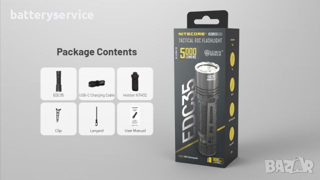 Nitecore EDC35 фенер, снимка 8 - Къмпинг осветление - 45341321