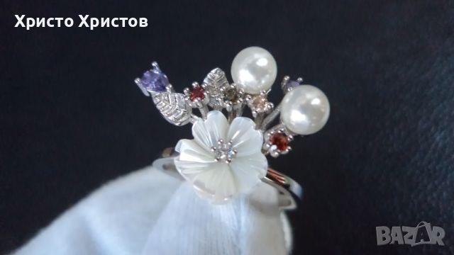 Сребърен възхитителен бутиков комплект седеф и перли, снимка 4 - Бижутерийни комплекти - 46280641