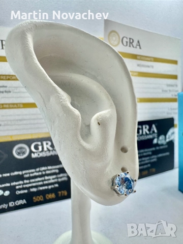 Сребърни обеци с мойсанит (Диамант) 1 карат, снимка 8 - Обеци - 51696202