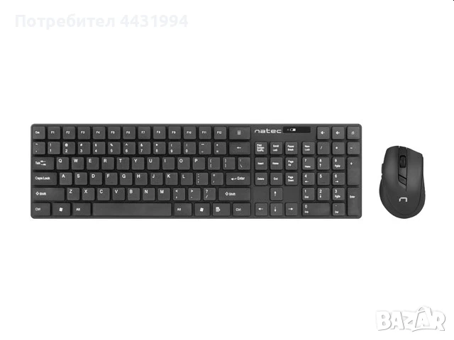 Комплект, Natec Set 2 in 1 Keyboard + Mouse Wireless US Layout, снимка 1