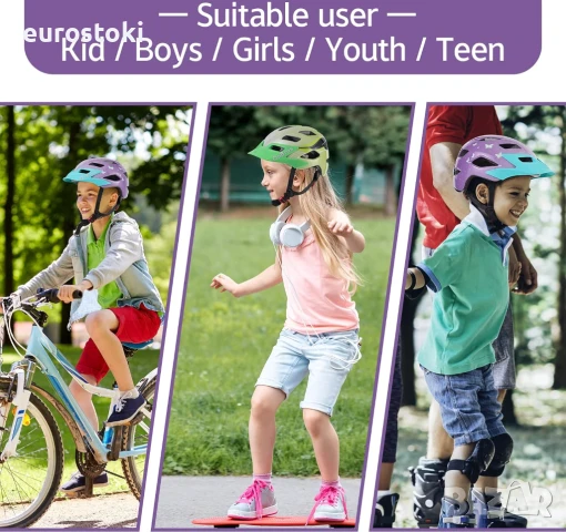 OnBros Детска велосипедна каска за възраст 5-13 години, с регулируем визьор, каска за велосипед, снимка 3 - Детски велосипеди, триколки и коли - 51230975