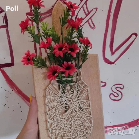 Ръчно изработено пано "Ваза с цветя" , снимка 2 - Декорация за дома - 54021175