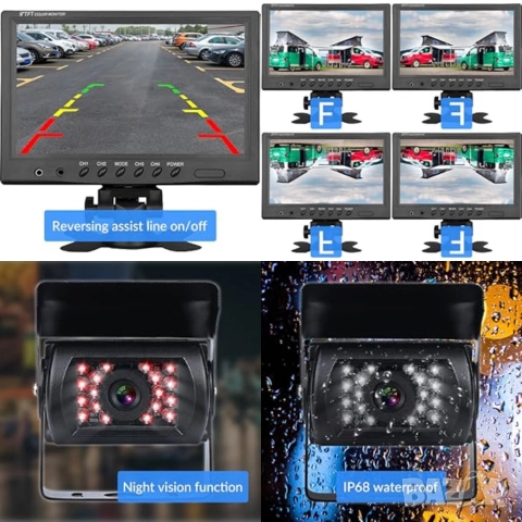 ПРО система за видеонаблюдение Podofo: 9" монитор + 4 камери за камиони, кемпери , снимка 11 - Аксесоари и консумативи - 52793160
