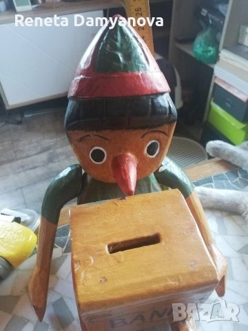 ретро дървена касичка Пинокио / Буратино, снимка 5 - Антикварни и старинни предмети - 52682756