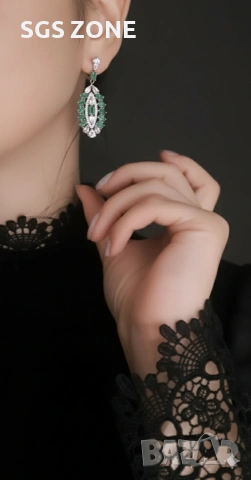 уникални сребърни обеци с изумруди, снимка 9 - Обеци - 51262622