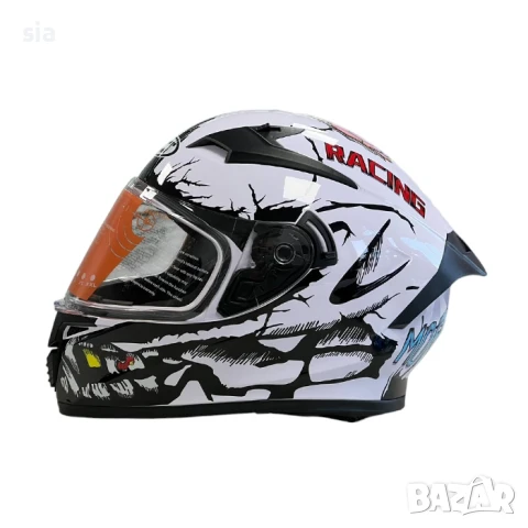 Каска за мотор, Шлем+ слюда, 4 размера, White, снимка 4 - Аксесоари и консумативи - 43375177