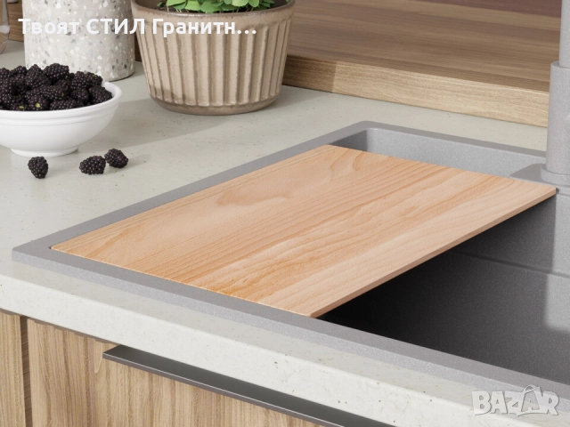 сив кухненска мивка за вграждане Берген 60 Double Pocket 560x540 мм, снимка 2 - Мивки - 51719371