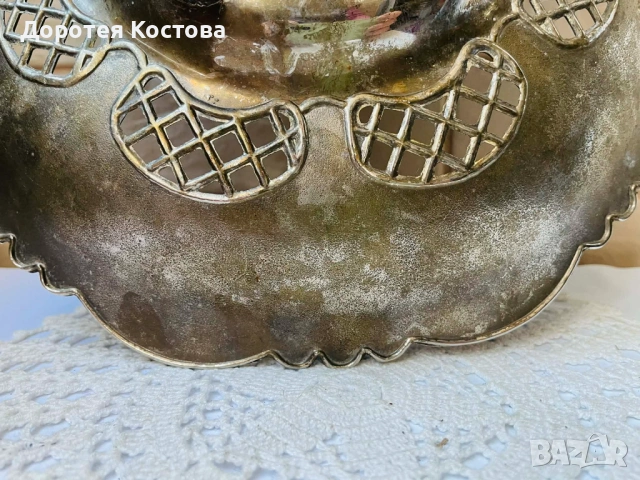 Красива голяма фруктиера от Англия с цветя и 3 крачета, снимка 6 - Антикварни и старинни предмети - 53742569