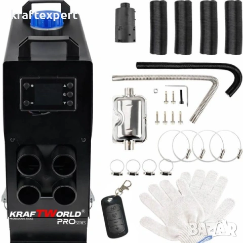 Преносима дизелова печка с 4 въздуховода KraftWorld 8kW 12V – дистанционно, нисък разход, снимка 10 - Други инструменти - 53746201
