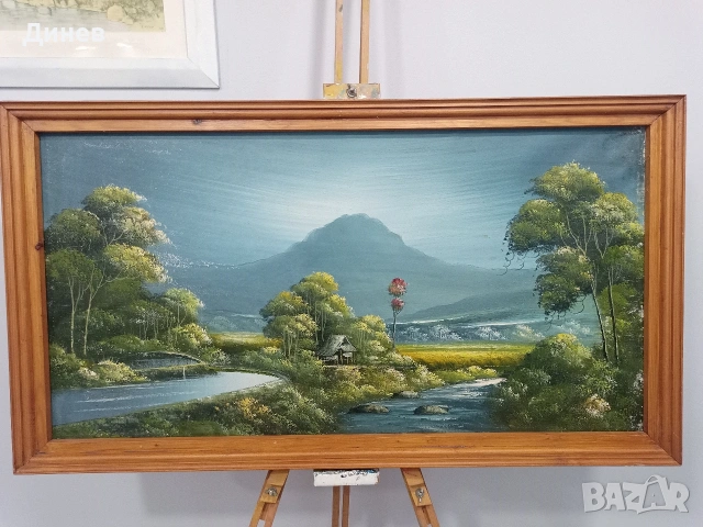 Големи маслени пейзажи (90x50 см) – Старинно излъчване!, снимка 4 - Декорация за дома - 53445361