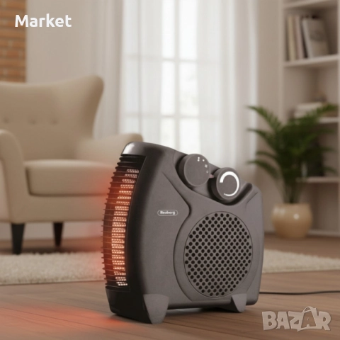 Отоплителна вентилаторна печка Rosberg – 2000W, черен/бял, снимка 3 - Отоплителни печки - 51812069