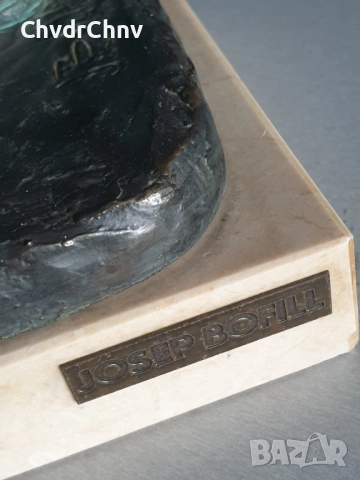 Josep Bofill статуетка резин 45см-6кг/испанска скулптура/фигура на четящо момиче с чанта и книга, снимка 12 - Статуетки - 52956849