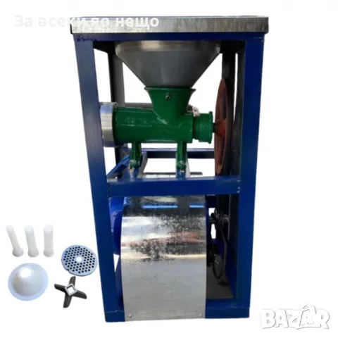 Чугунена месомелачка №32 с електромотор, стойка, метална фуния и плот, снимка 2 - Други инструменти - 50324757