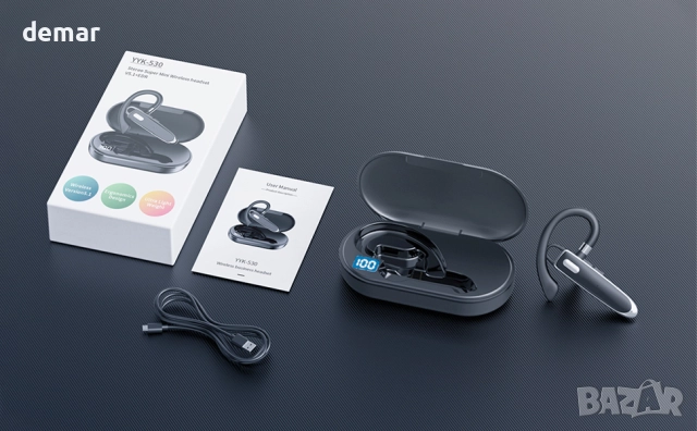 Bluetooth слушалка за едно ухо, Bluetooth слушалка с калъф, микрофон, снимка 9 - Слушалки, hands-free - 52972345