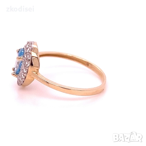 Златен дамски пръстен 1,77гр. размер:54 14кр. проба:585 модел:34392-4, снимка 3 - Пръстени - 51822237