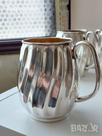 Шест броя чаши (халби)silver plate-вместимост 350 мл.посребрени с вътрешна позлата., снимка 7 - Антикварни и старинни предмети - 45693217