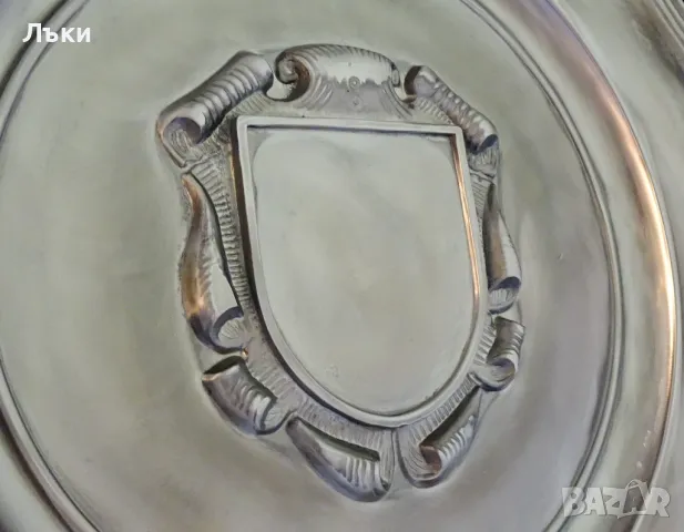 Пано от калай с рамка за снимка 33 см.,калаена сватба. , снимка 2 - Антикварни и старинни предмети - 49922408