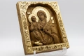 Релефна православна икона на Дева Мария Троеручица – позлатена, снимка 2