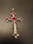 Стар италиански сребърен кръст с рубини  РАЗПРОДАЖБА, снимка 2